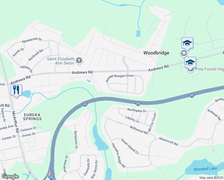 map of restaurants, bars, coffee shops, grocery stores, and more near 921 Ronald Reagan Drive in Fayetteville