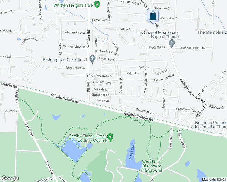 map of restaurants, bars, coffee shops, grocery stores, and more near 6885 Mikayla Lane in Shelby County