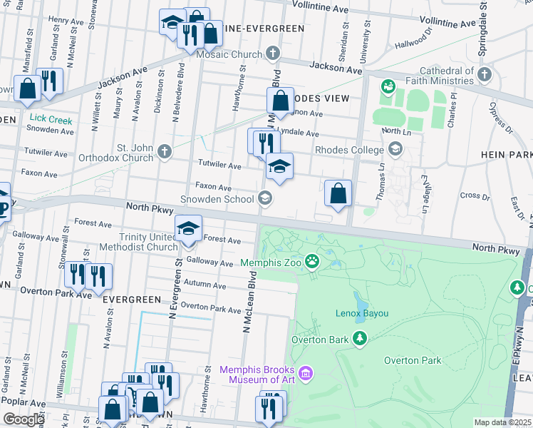 map of restaurants, bars, coffee shops, grocery stores, and more near 1870 Highway 3 in Memphis
