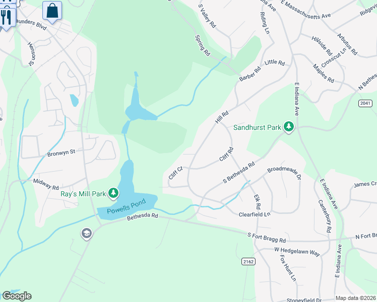 map of restaurants, bars, coffee shops, grocery stores, and more near 470 Hill Road in Southern Pines