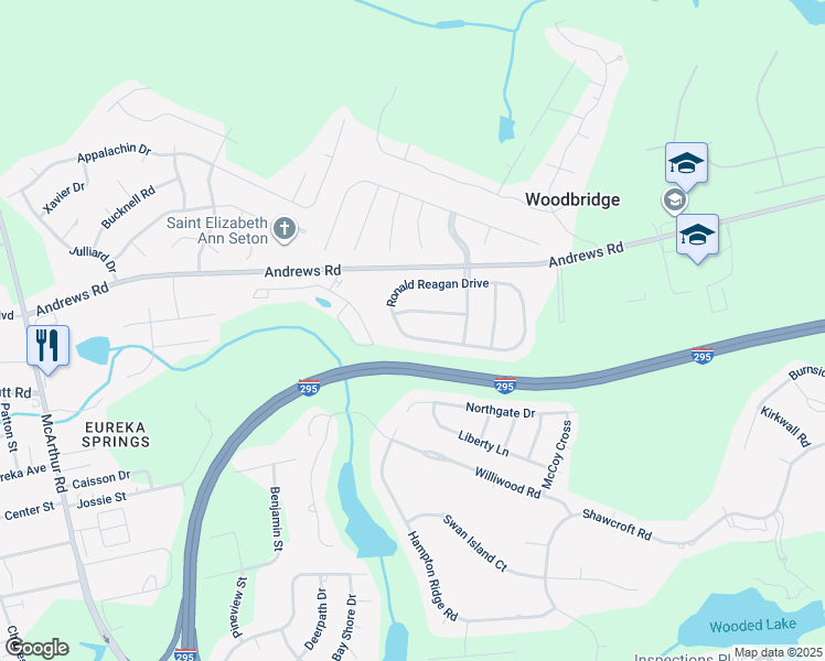 map of restaurants, bars, coffee shops, grocery stores, and more near 921 Ronald Reagan Drive in Fayetteville