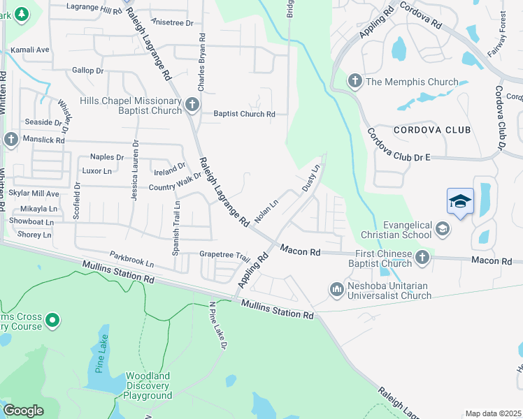 map of restaurants, bars, coffee shops, grocery stores, and more near 983 Nolan Lane in Shelby County