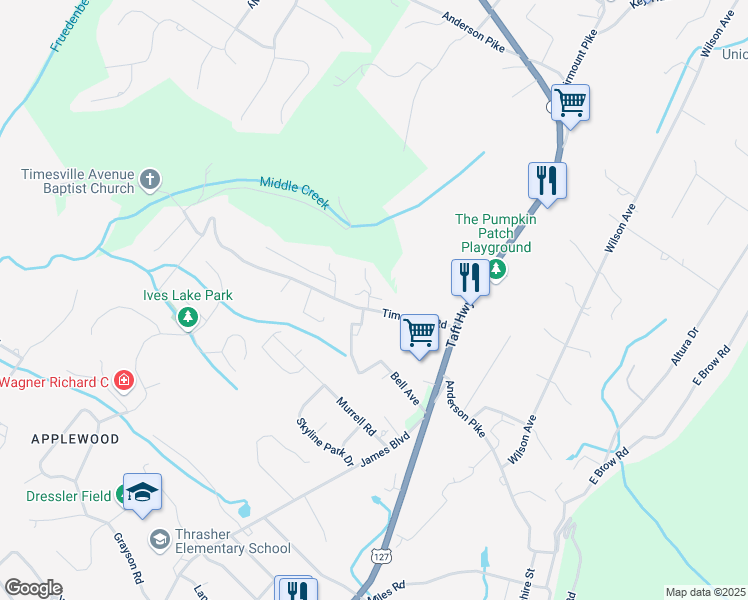 map of restaurants, bars, coffee shops, grocery stores, and more near 1000 Timesville Road in Signal Mountain