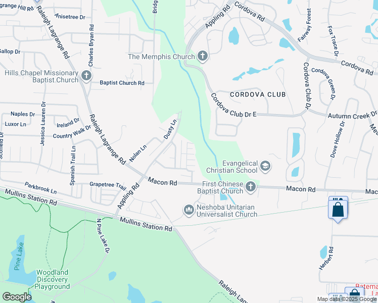 map of restaurants, bars, coffee shops, grocery stores, and more near 7397 Crayton Ridge Drive in Shelby County
