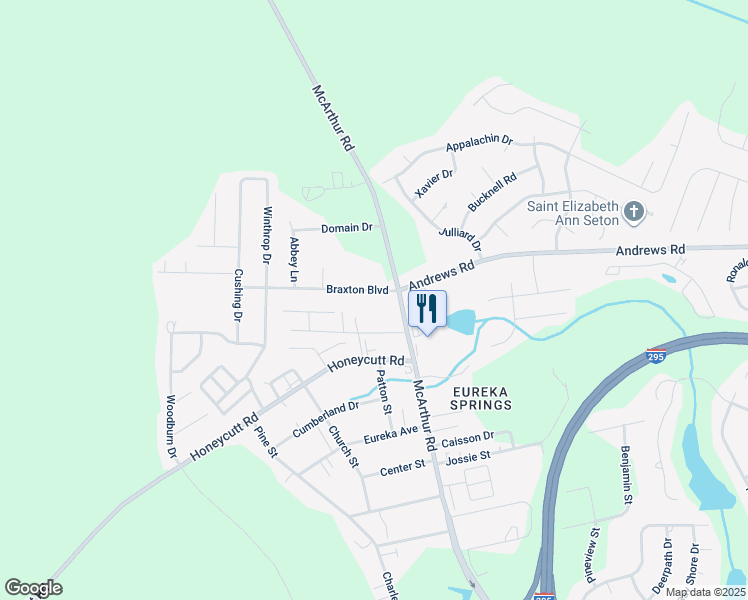 map of restaurants, bars, coffee shops, grocery stores, and more near 565 Braxton Boulevard in Fayetteville