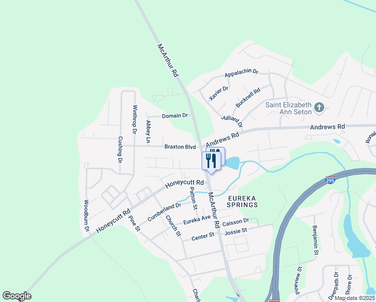 map of restaurants, bars, coffee shops, grocery stores, and more near 565 Braxton Boulevard in Fayetteville
