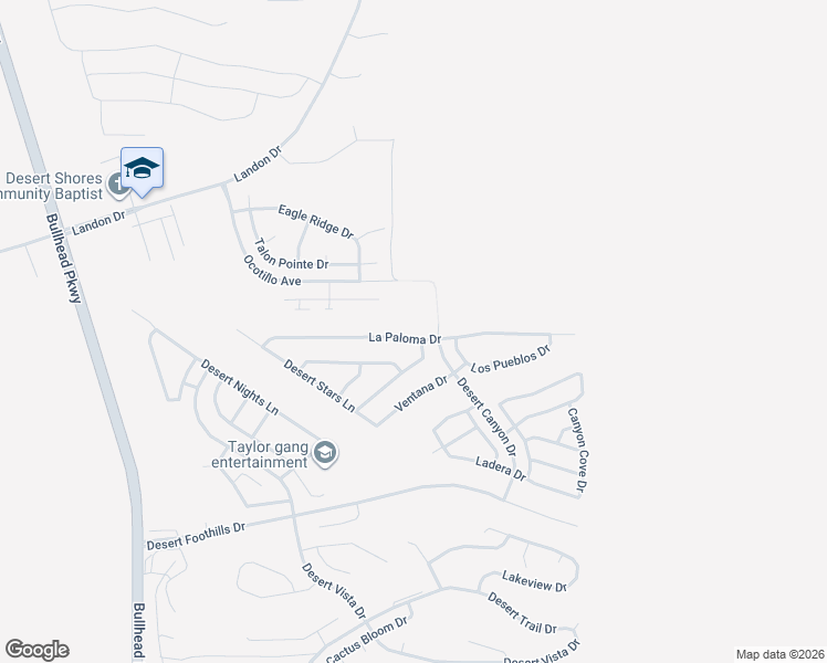 map of restaurants, bars, coffee shops, grocery stores, and more near 2857 Desert Song Drive in Bullhead City