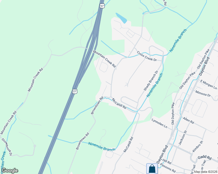 map of restaurants, bars, coffee shops, grocery stores, and more near 5507 Browntown Road in Chattanooga
