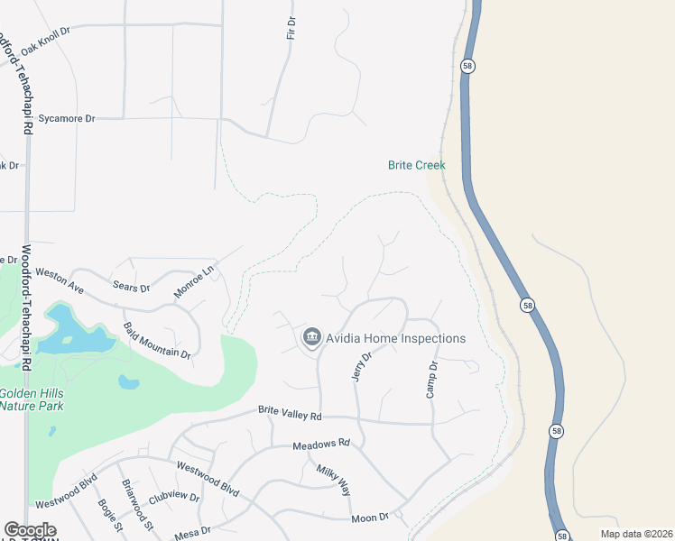 map of restaurants, bars, coffee shops, grocery stores, and more near 22943 Rim Way in Tehachapi