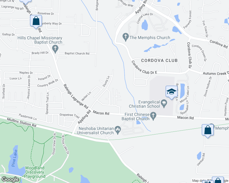 map of restaurants, bars, coffee shops, grocery stores, and more near 1035 Crayton Ridge Drive in Shelby County