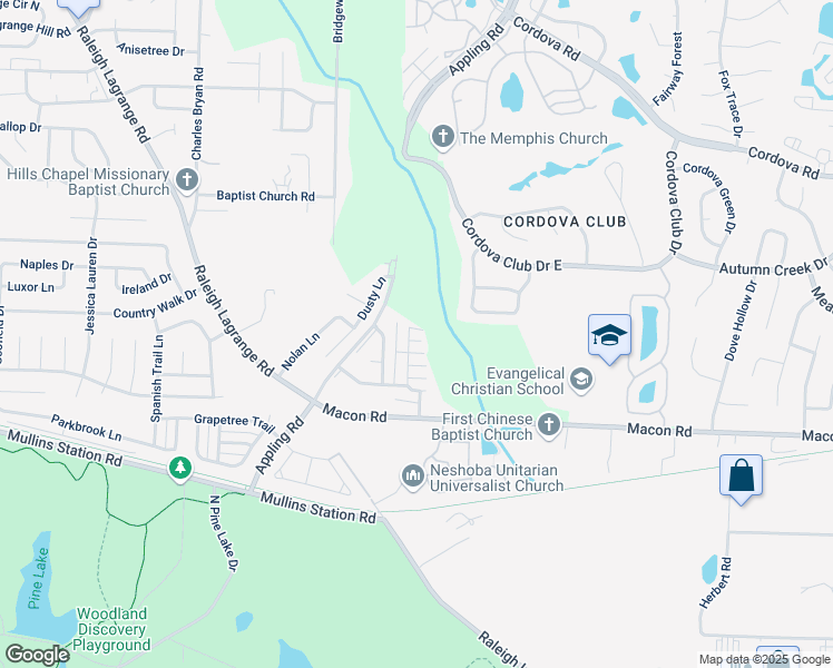 map of restaurants, bars, coffee shops, grocery stores, and more near 7402 Crayton Ridge Drive in Shelby County