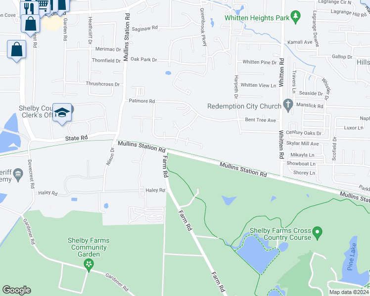 map of restaurants, bars, coffee shops, grocery stores, and more near 1030 Chelmsford Cove in Memphis