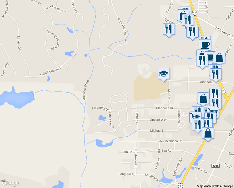 map of restaurants, bars, coffee shops, grocery stores, and more near 122 Lightwater Drive in Aberdeen