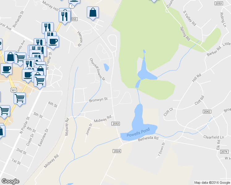 map of restaurants, bars, coffee shops, grocery stores, and more near 401 Longwood Place in Aberdeen