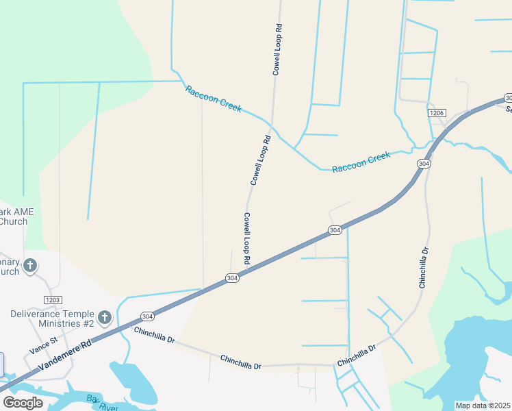 map of restaurants, bars, coffee shops, grocery stores, and more near 232 Cowell Loop Road in Bayboro