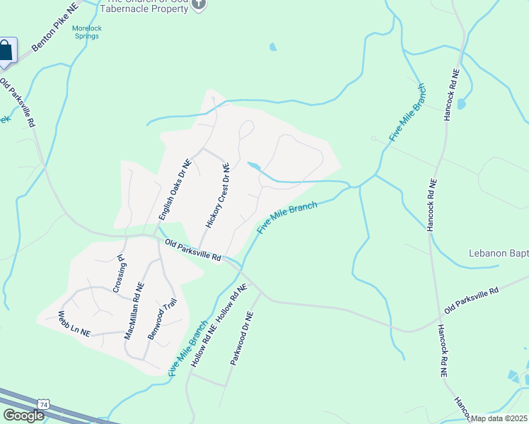 map of restaurants, bars, coffee shops, grocery stores, and more near 573 Willow Creek Cove Northeast in Cleveland