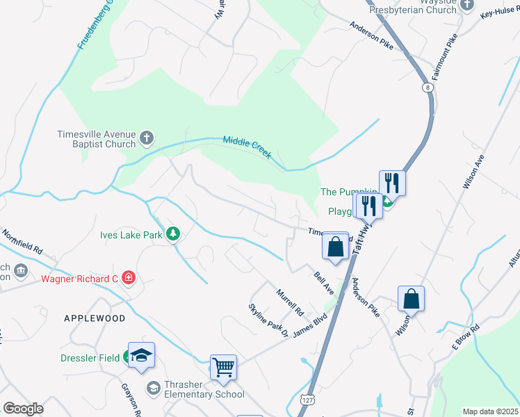 map of restaurants, bars, coffee shops, grocery stores, and more near 1611 Rustic Homes Lane in Signal Mountain