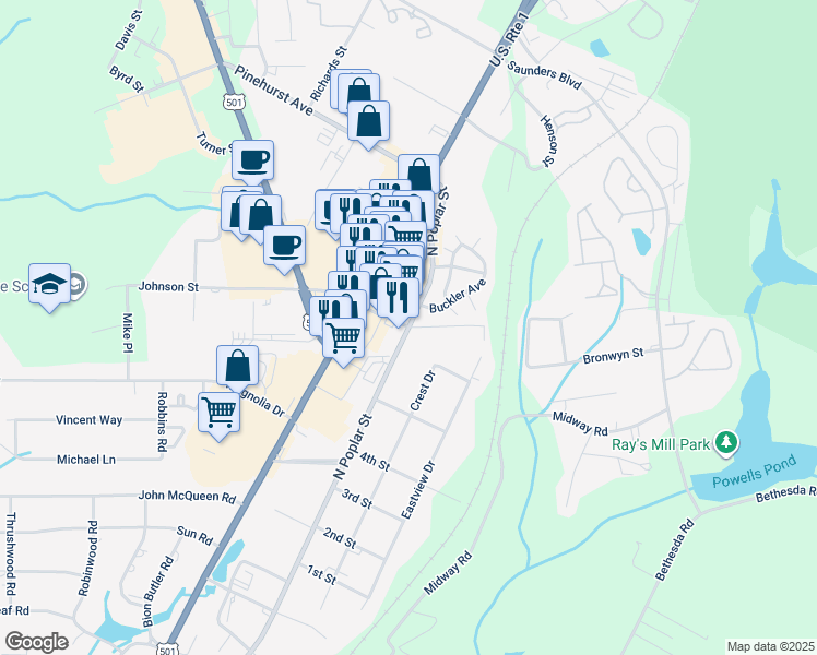 map of restaurants, bars, coffee shops, grocery stores, and more near 160 Johnson Street in Aberdeen