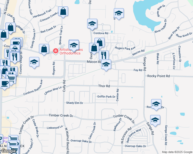 map of restaurants, bars, coffee shops, grocery stores, and more near 1058 Duomo Cove in Memphis