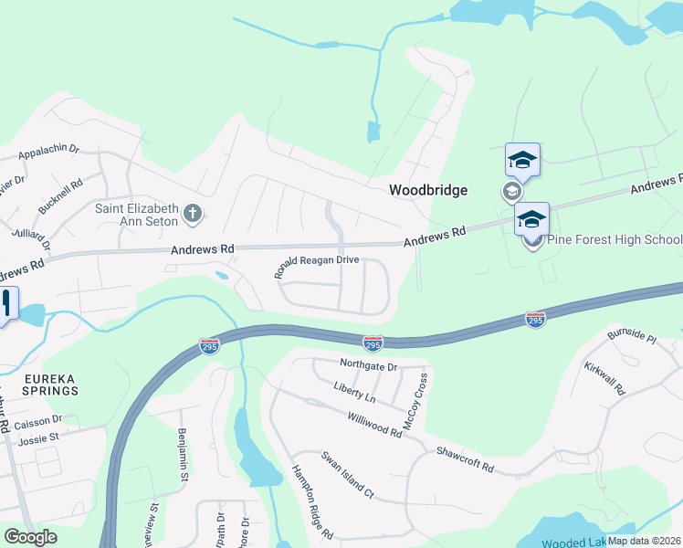 map of restaurants, bars, coffee shops, grocery stores, and more near Park Hill Road in Fayetteville