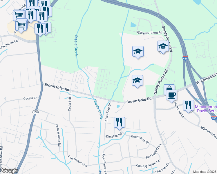 map of restaurants, bars, coffee shops, grocery stores, and more near 4000-4008 Gallant Lane in Charlotte