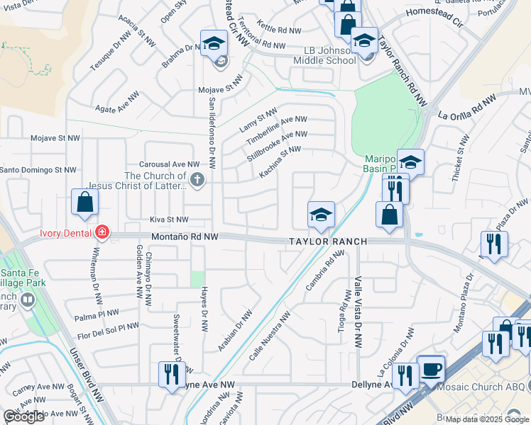 map of restaurants, bars, coffee shops, grocery stores, and more near 5616 Wingate Avenue Northwest in Albuquerque