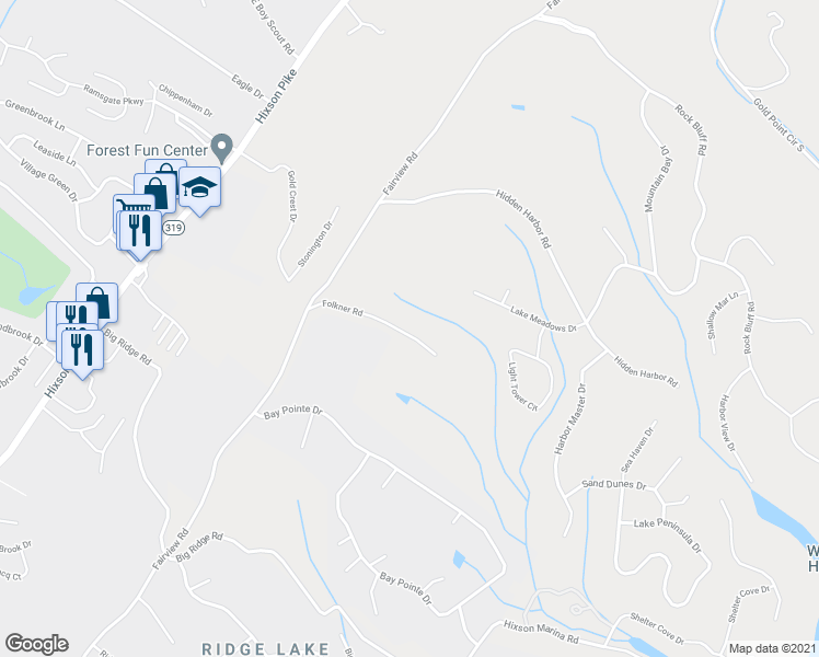 map of restaurants, bars, coffee shops, grocery stores, and more near 2535 Folkner Road in Hamilton County