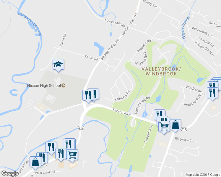 map of restaurants, bars, coffee shops, grocery stores, and more near 125 Richman Road in Chattanooga