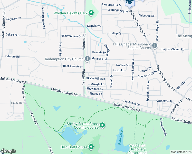map of restaurants, bars, coffee shops, grocery stores, and more near 6834 Skylar Mill Avenue in Shelby County