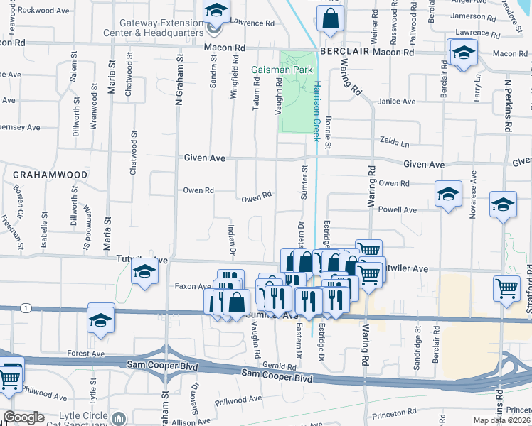 map of restaurants, bars, coffee shops, grocery stores, and more near 820 Pecan Gardens Circle East in Memphis