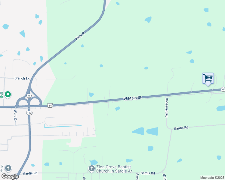 map of restaurants, bars, coffee shops, grocery stores, and more near 1-99 Walker Lane in Morrilton