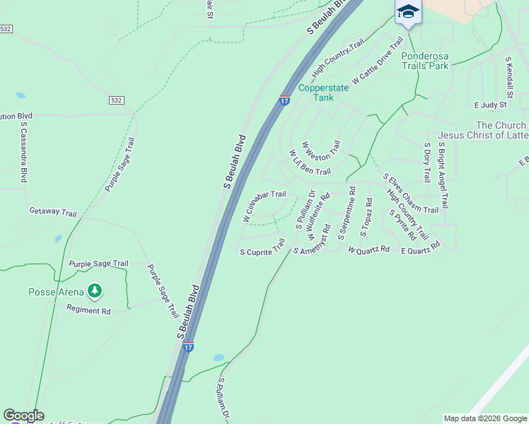 map of restaurants, bars, coffee shops, grocery stores, and more near 5321 South Azurite Trail in Flagstaff