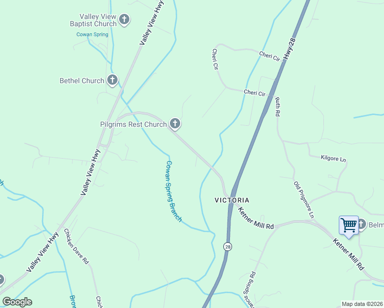 map of restaurants, bars, coffee shops, grocery stores, and more near 716 Ketner Mill Road in Whitwell