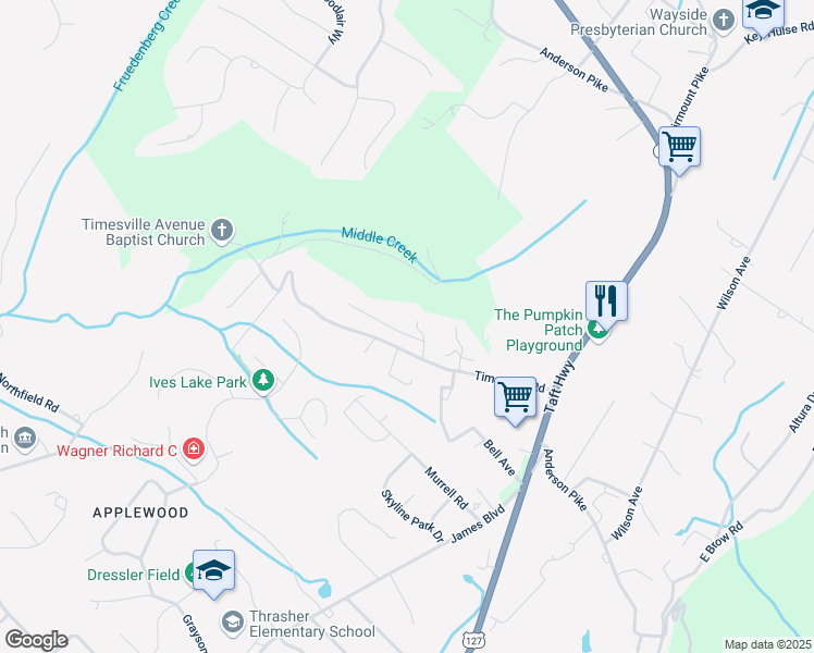 map of restaurants, bars, coffee shops, grocery stores, and more near 1611 Rustic Homes Lane in Signal Mountain