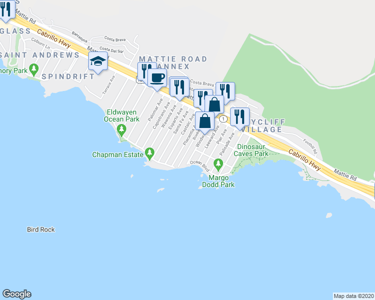 map of restaurants, bars, coffee shops, grocery stores, and more near 326 Boeker Avenue in Pismo Beach