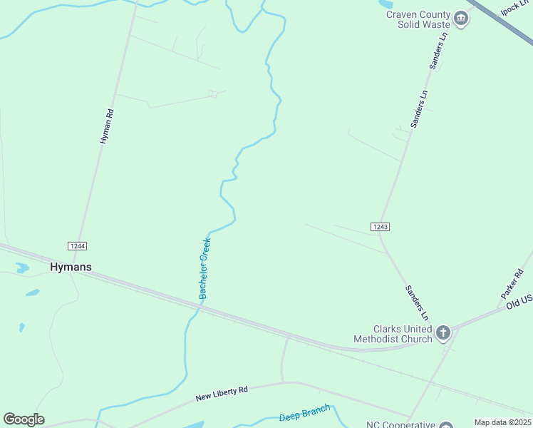 map of restaurants, bars, coffee shops, grocery stores, and more near Capeson Lane in Craven County