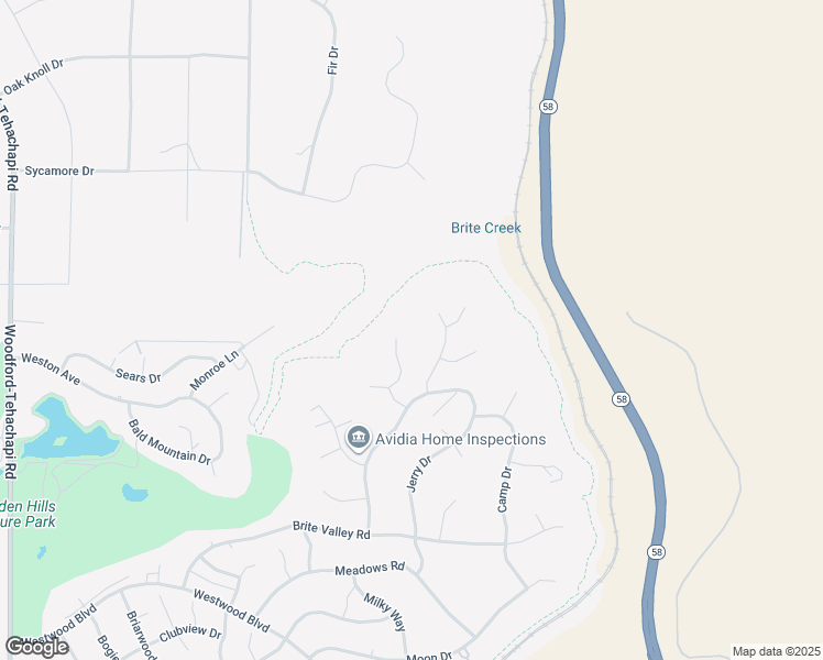 map of restaurants, bars, coffee shops, grocery stores, and more near 22948 Rim Way in Tehachapi
