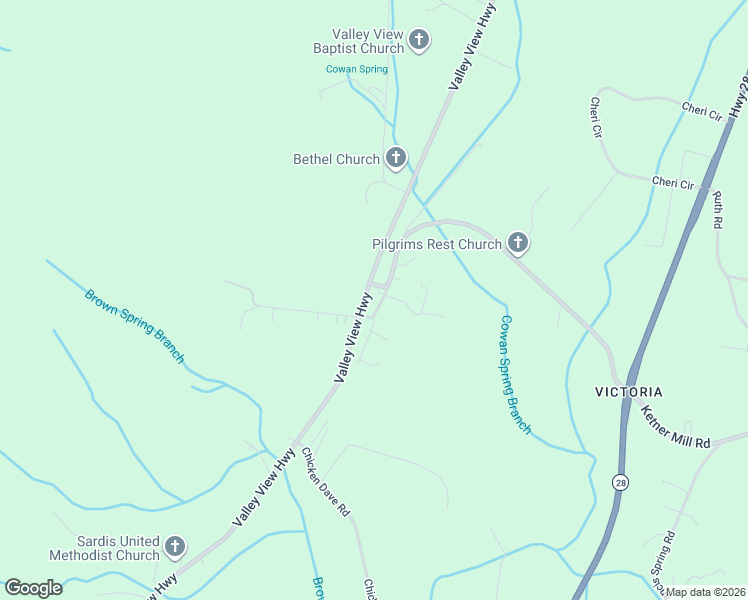 map of restaurants, bars, coffee shops, grocery stores, and more near 110 Victoria Comm Center Road in Whitwell