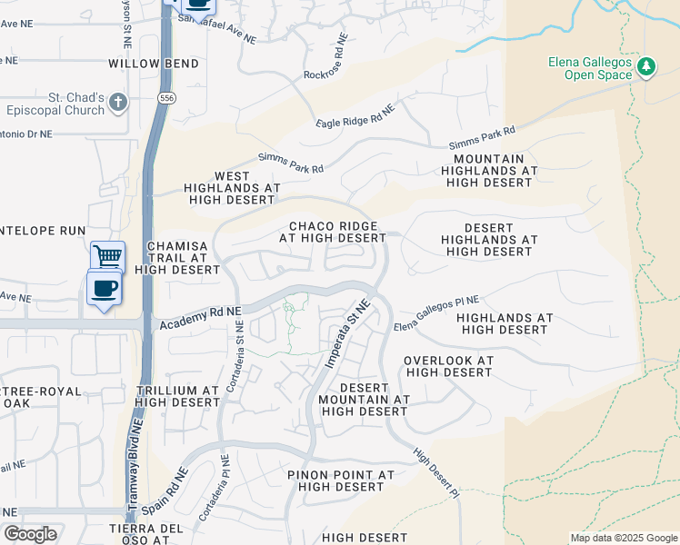map of restaurants, bars, coffee shops, grocery stores, and more near 13216 Morning Mist Avenue Northeast in Albuquerque