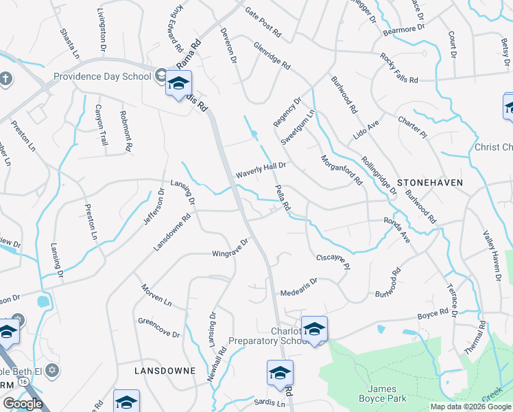 map of restaurants, bars, coffee shops, grocery stores, and more near 111 Chevron Drive in Charlotte