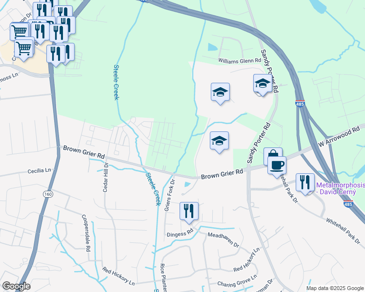 map of restaurants, bars, coffee shops, grocery stores, and more near 4000-4008 Gallant Lane in Charlotte