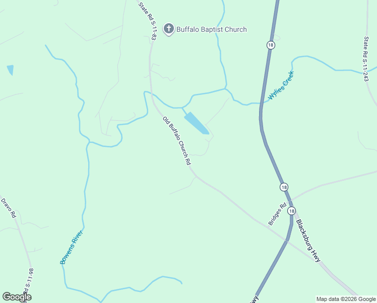 map of restaurants, bars, coffee shops, grocery stores, and more near 422 Old Buffalo Church Road in Blacksburg