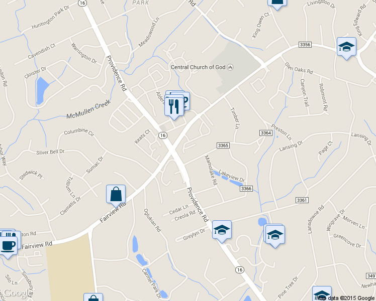map of restaurants, bars, coffee shops, grocery stores, and more near 4948 Sardis Road in Charlotte