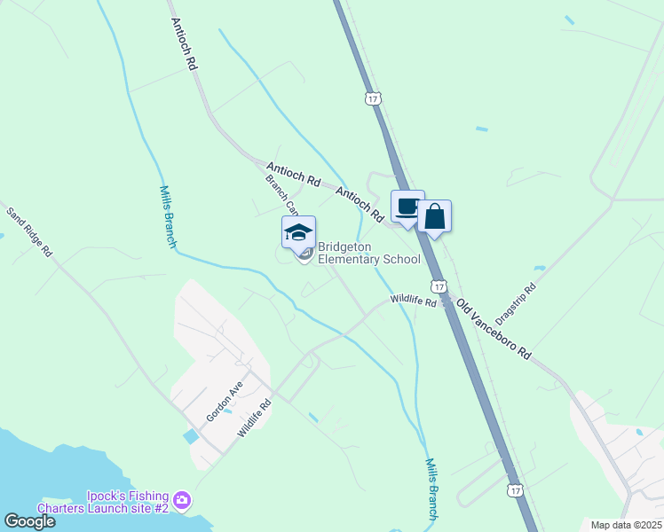 map of restaurants, bars, coffee shops, grocery stores, and more near 230 Branch Canal Road in New Bern