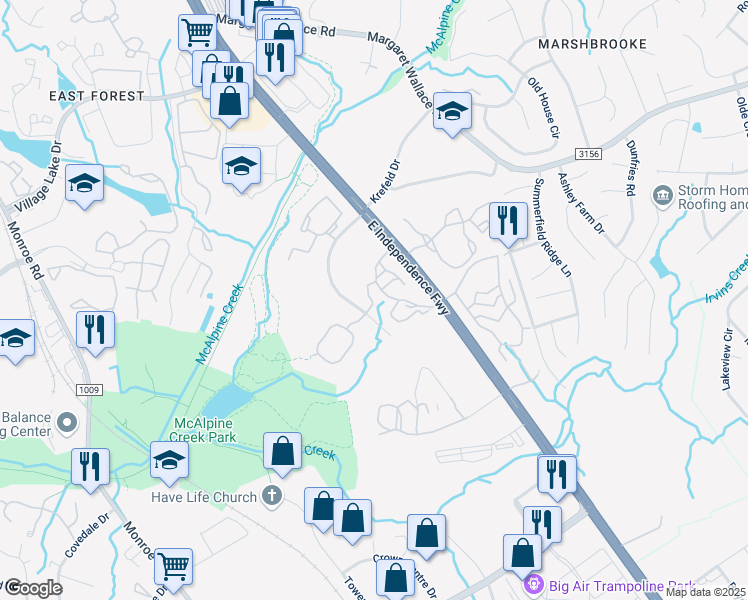 map of restaurants, bars, coffee shops, grocery stores, and more near in Charlotte