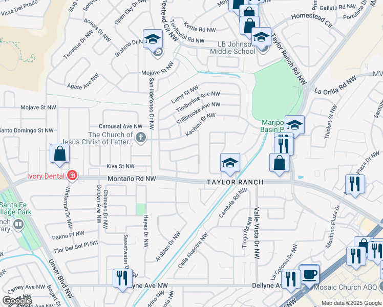 map of restaurants, bars, coffee shops, grocery stores, and more near 5616 Wingate Avenue Northwest in Albuquerque