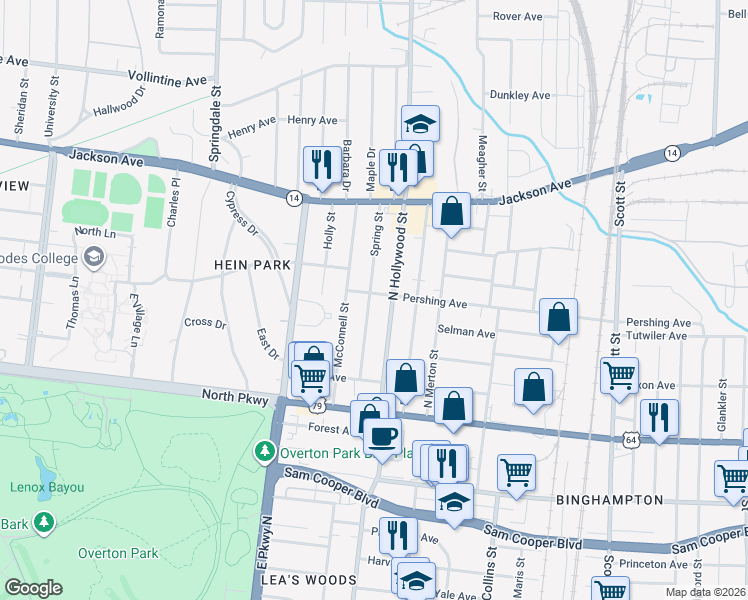 map of restaurants, bars, coffee shops, grocery stores, and more near 674 Spring Street in Memphis