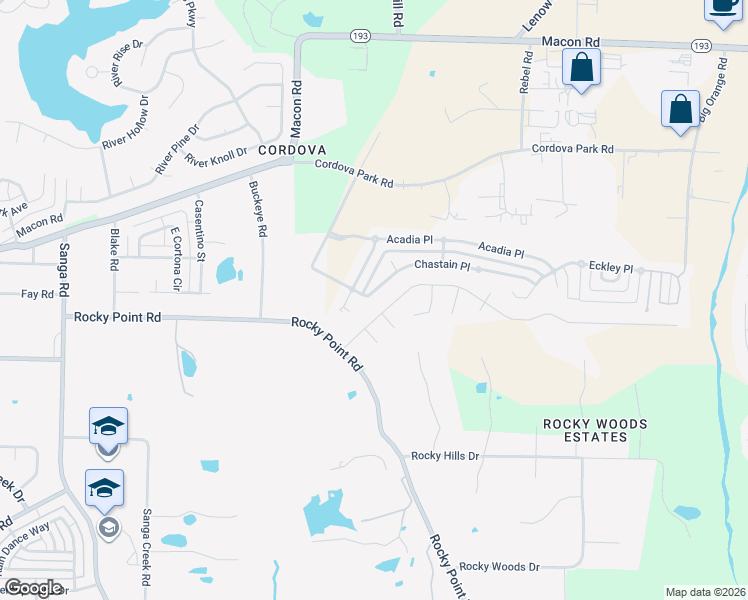 map of restaurants, bars, coffee shops, grocery stores, and more near 9140 Afton Grove Road in Shelby County
