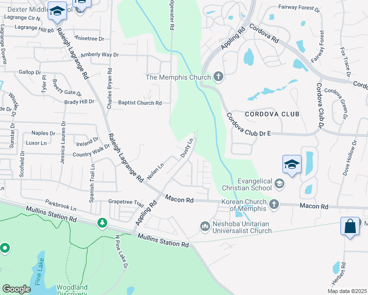 map of restaurants, bars, coffee shops, grocery stores, and more near 7336 Keely Drive in Shelby County