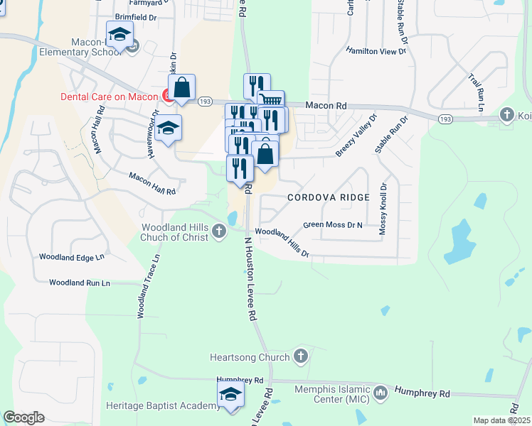 map of restaurants, bars, coffee shops, grocery stores, and more near 10091 Cross Hill Drive in Shelby County
